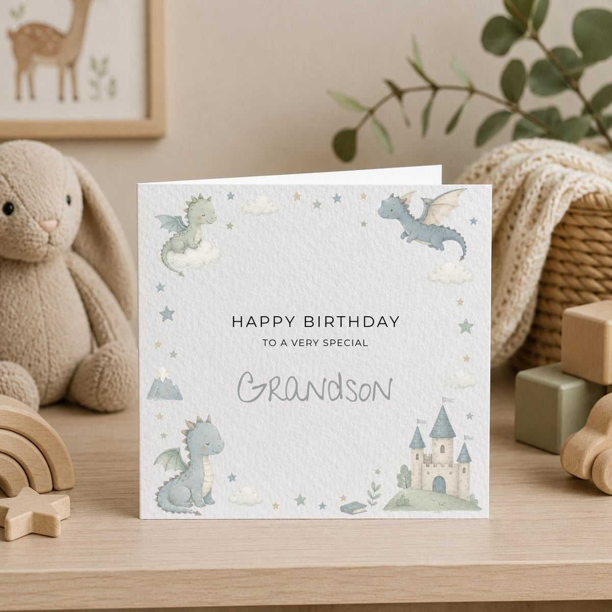Personalised Dragon Theme Birthday Card for Son, Grandson, Brother etc
