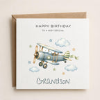Personalised Airplane Theme Birthday Card for Son, Grandson, Brother etc