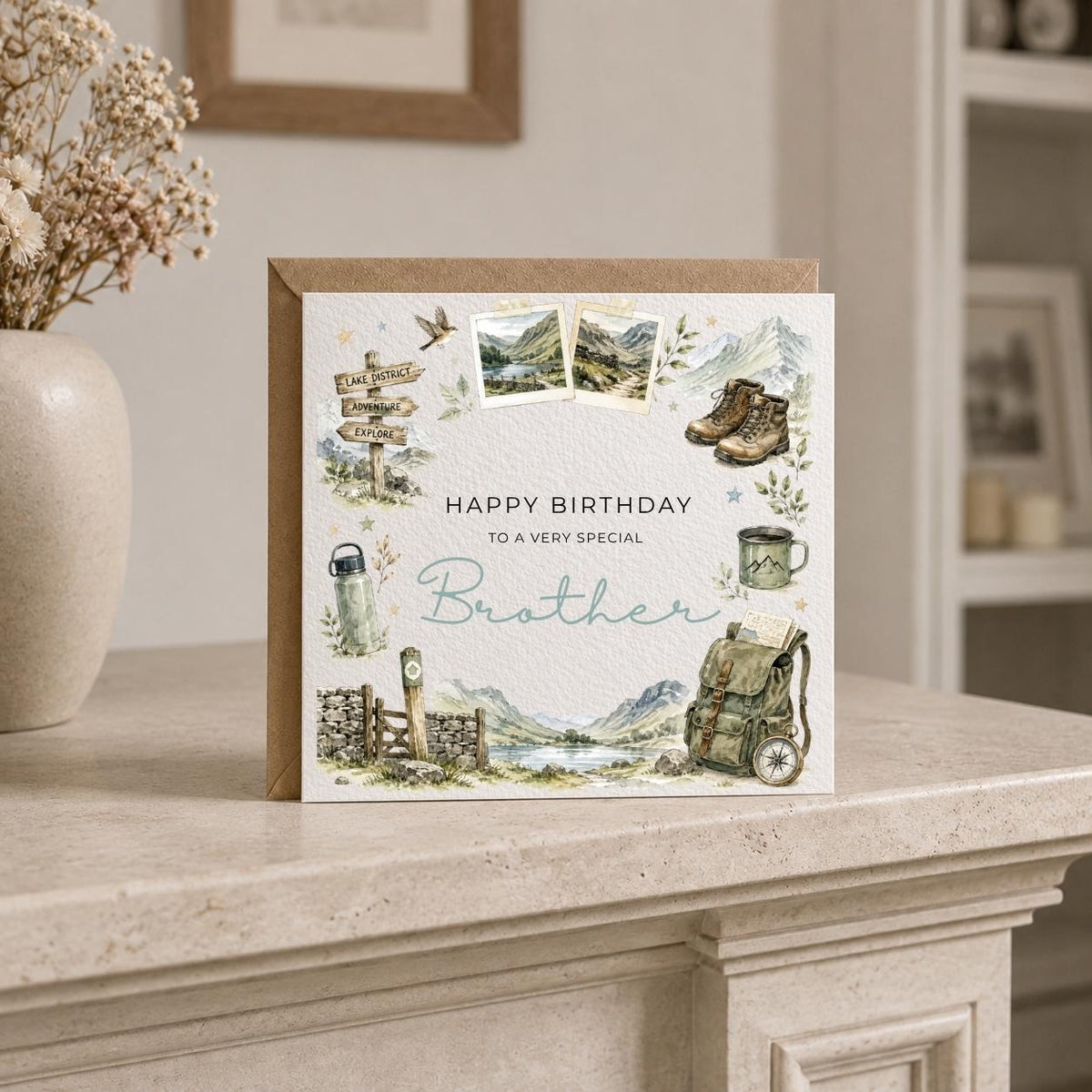 Personalised Lake District Theme Birthday Card for Husband, Dad, Grandad, Son,  Uncle, Brother etc