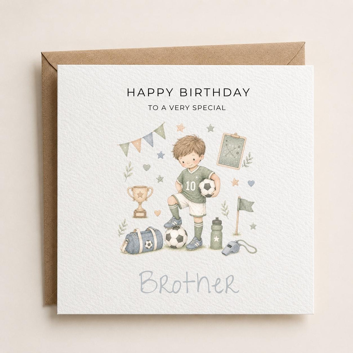 Personalised Football Theme Birthday Card for Son, Grandson, Brother etc