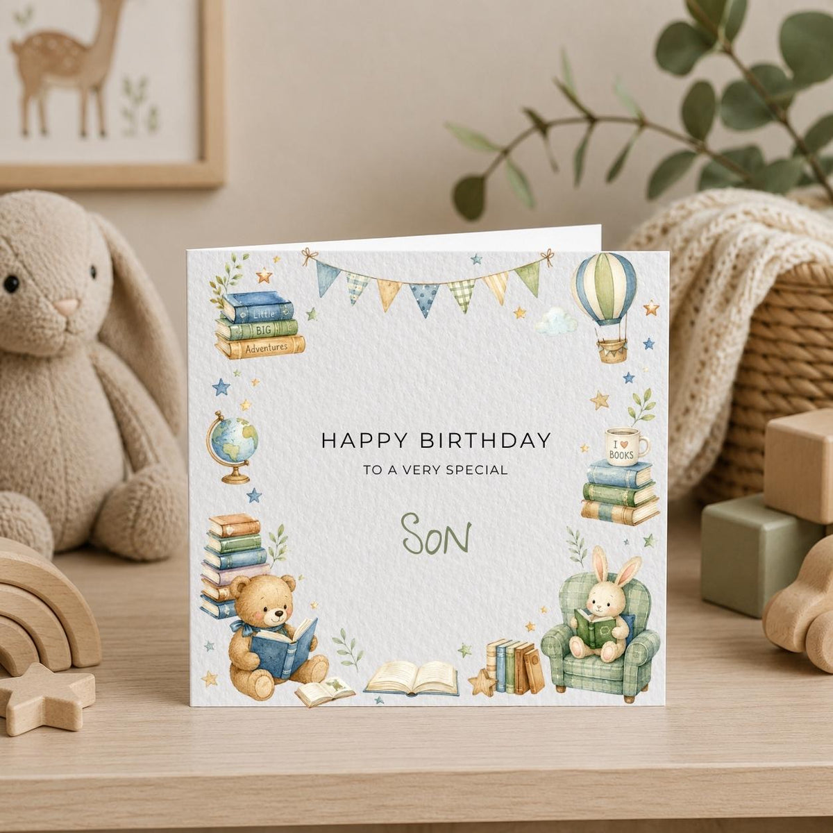Personalised Storybook Theme Birthday Card for Son, Grandson, Brother etc