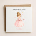 Personalised Princess Theme Birthday Card for Daughter, Granddaughter, Sister etc