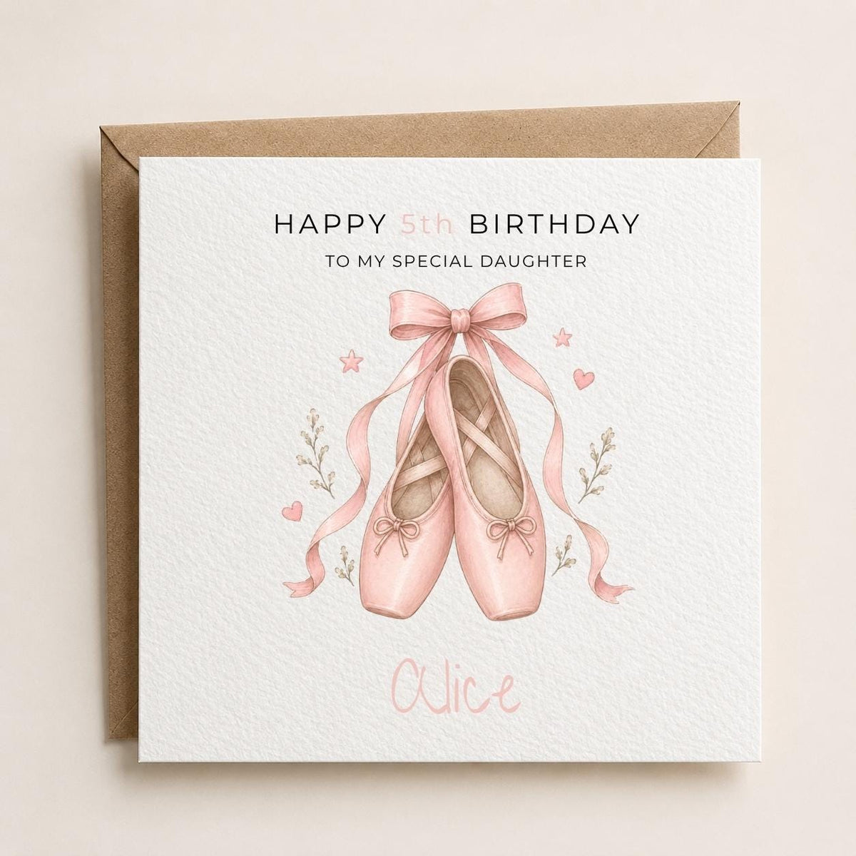 Personalised Ballet Theme Birthday Card for Daughter, Granddaughter, Sister etc