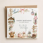 Personalised Skiing Theme Birthday Card for Wife, Mum, Grandma, Daughter, Auntie, Sister etc