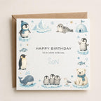 Personalised Artic Animals Theme Birthday Card for Son, Grandson, Brother etc