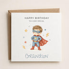 Personalised Superhero Theme Birthday Card for Son, Grandson, Brother etc