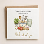 Personalised Chef / Cooking Theme Birthday Card for Husband, Dad, Grandad, Son,  Uncle, Brother etc