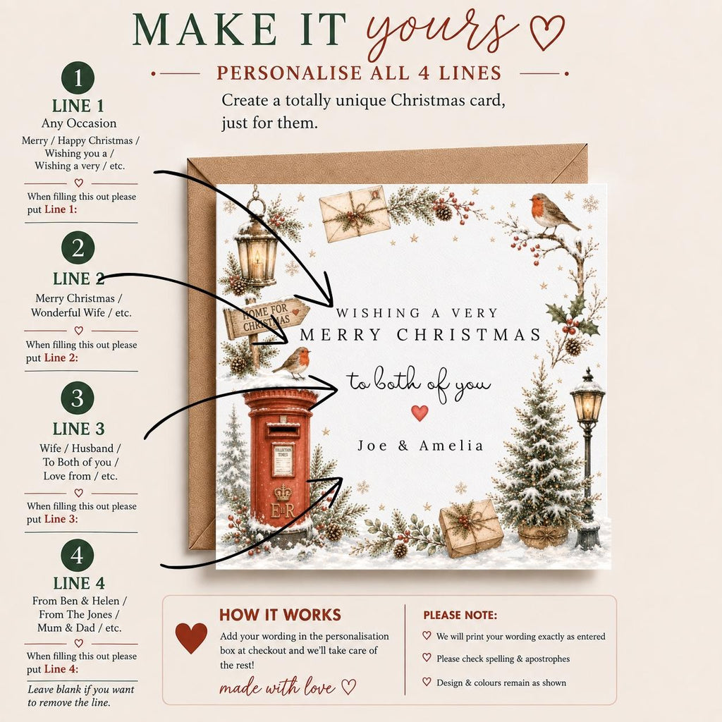 Personalised Christmas Card | Vintage Festive Greeting | Luxury Xmas Keepsake | Completely Customisable | Winter Scenes