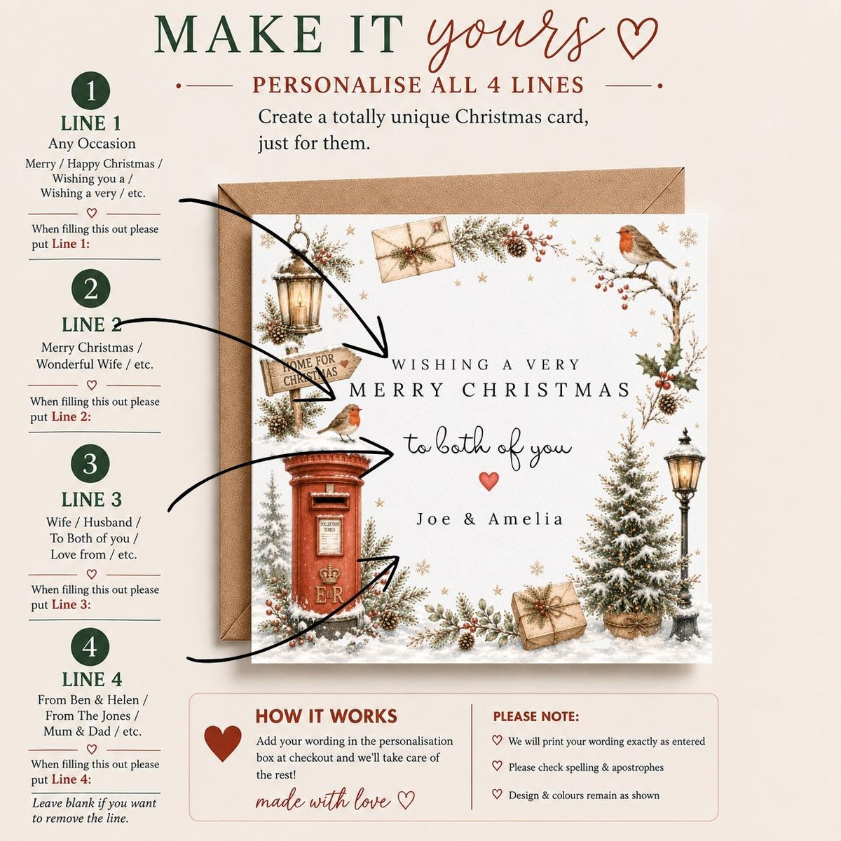 Personalised Christmas Card | Vintage Festive Greeting | Luxury Xmas Keepsake | Completely Customisable | Winter Scenes