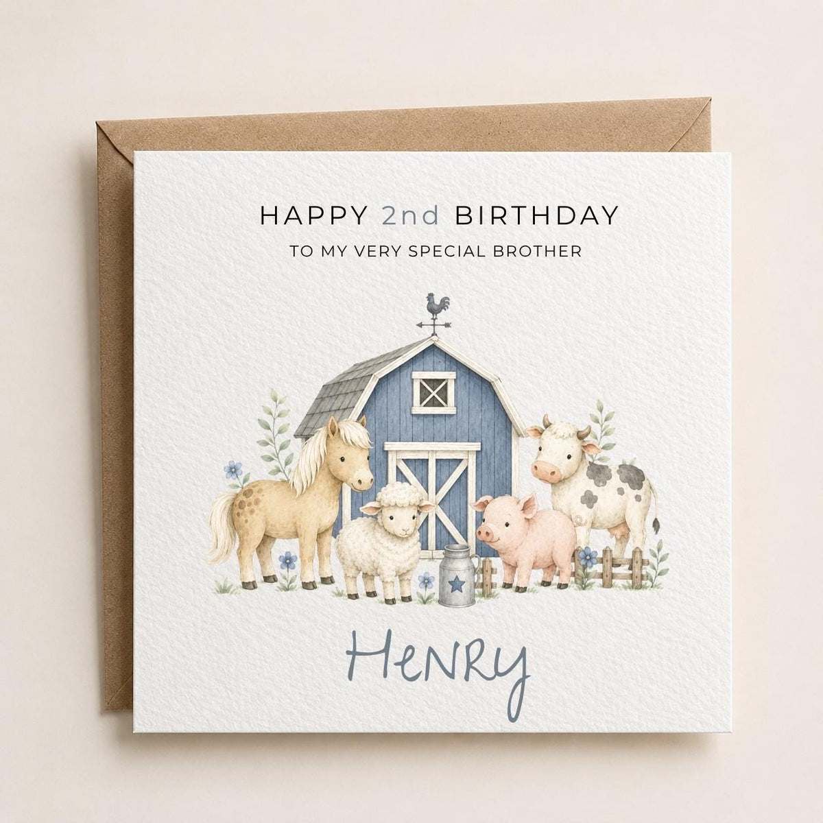Personalised Farm Theme Birthday Card for Son, Grandson, Brother etc