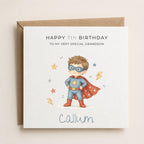 Personalised Superhero Theme Birthday Card for Son, Grandson, Brother etc
