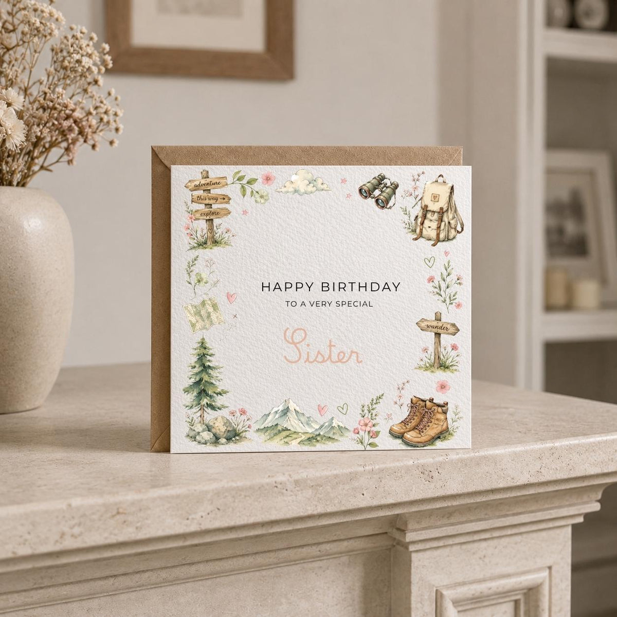 Personalised Walking Theme Birthday Card for Wife, Mum, Grandma, Daughter, Auntie, Sister etc