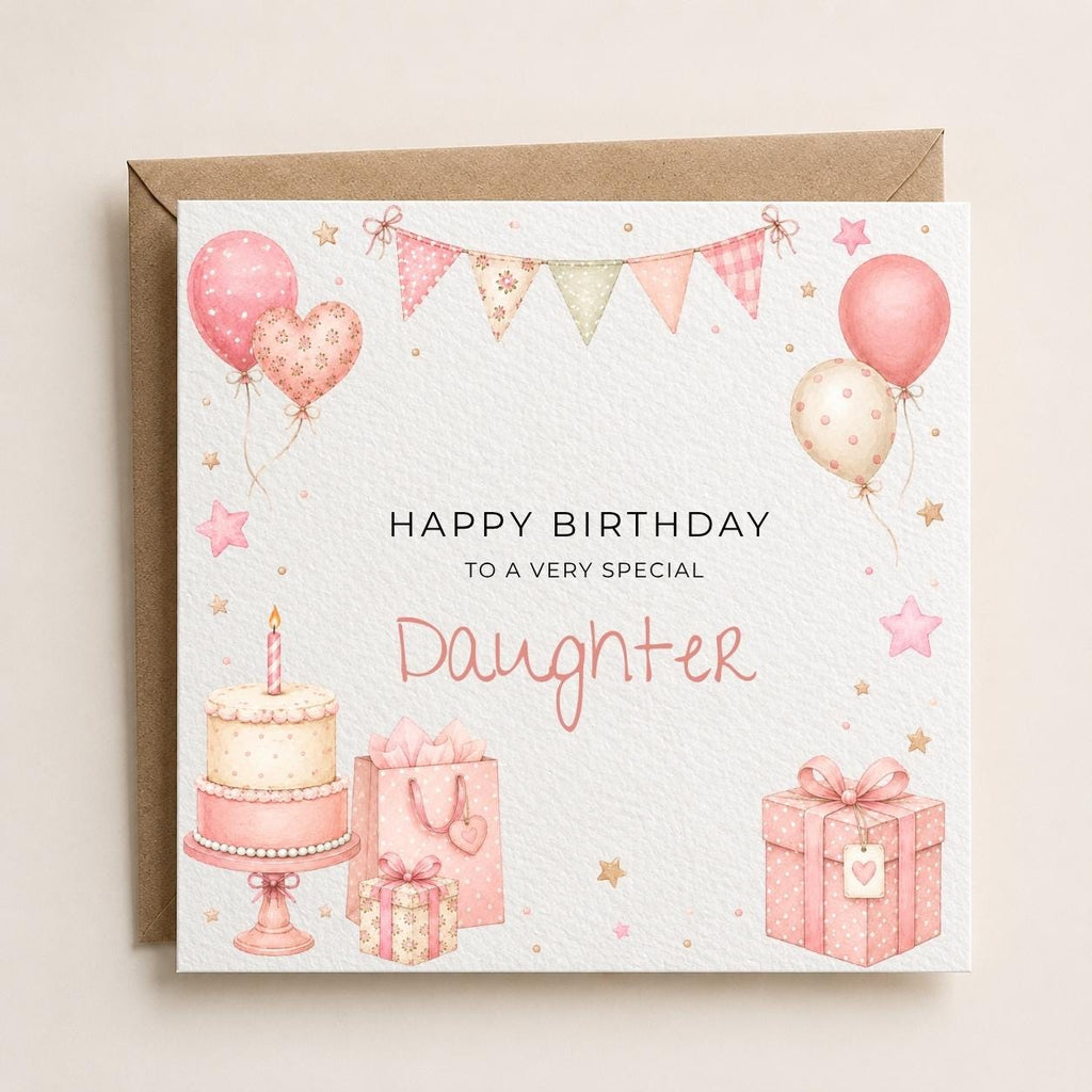 Personalised Birthday Theme Birthday Card for Daughter, Granddaughter, Sister etc
