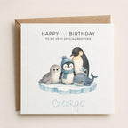 Personalised Artic Animals Theme Birthday Card for Son, Grandson, Brother etc