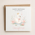 Personalised Swan Theme Birthday Card for Daughter, Granddaughter, Sister etc