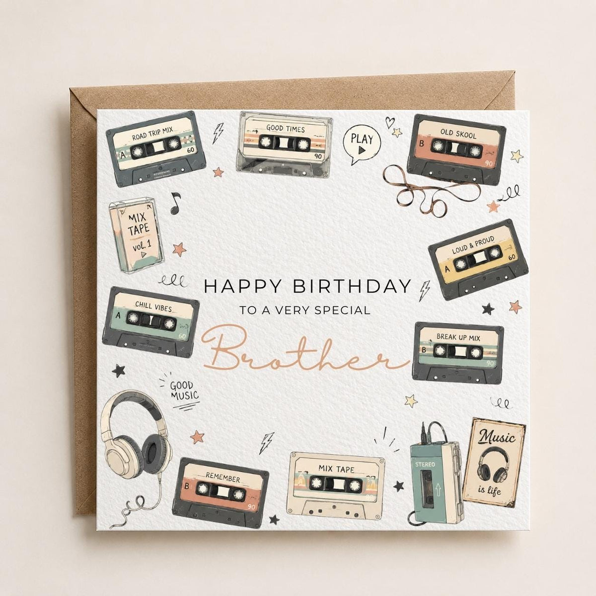 Personalised Record Theme Birthday Card for Husband, Dad, Grandad, Son,  Uncle, Brother etc