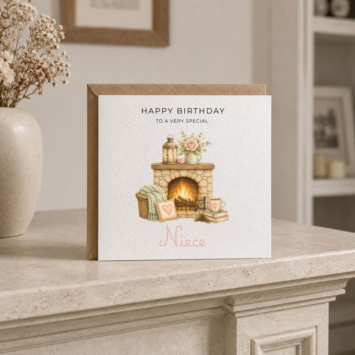 Personalised Cosy Theme Birthday Card for Wife, Mum, Grandma, Daughter, Auntie, Sister etc