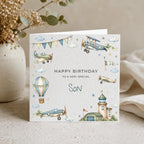 Personalised Airplane Theme Birthday Card for Son, Grandson, Brother etc