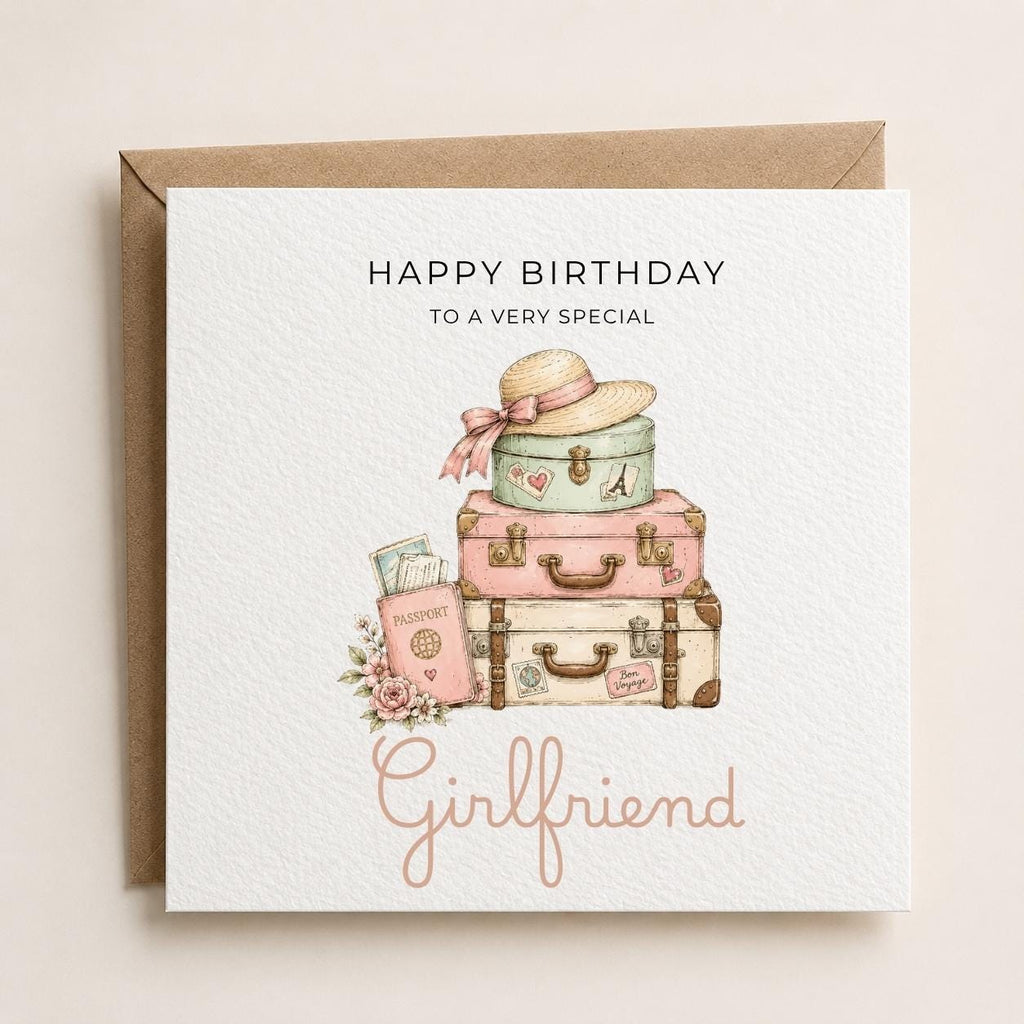 Personalised Travel Theme Birthday Card for Wife, Mum, Grandma, Daughter, Auntie, Sister etc