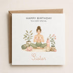 Personalised Yoga Theme Birthday Card for Wife, Mum, Grandma, Daughter, Auntie, Sister etc