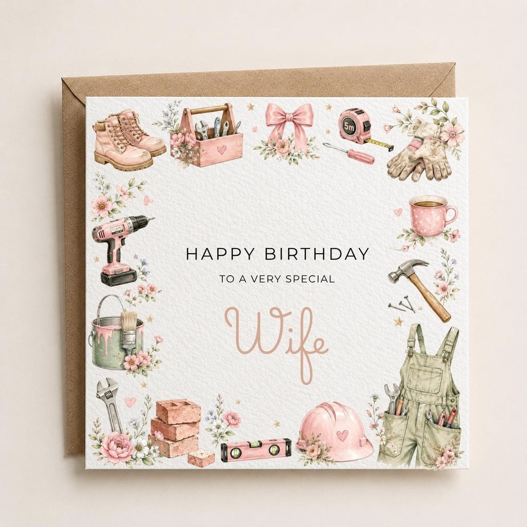 Personalised Trade Theme Birthday Card for Wife, Mum, Grandma, Daughter, Auntie, Sister etc