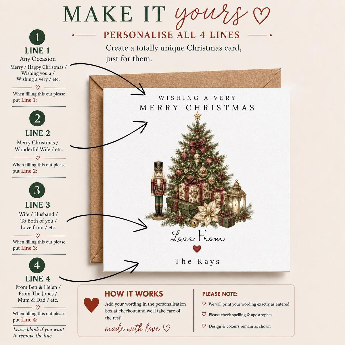 Personalised Christmas Card | Vintage Festive Greeting | Luxury Xmas Keepsake | Completely Customisable | Heirloom Christmas