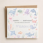 Personalised Ocean Theme Birthday Card for Daughter, Granddaughter, Sister etc