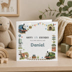 Personalised Tank Steam Engine Theme Birthday Card for Son, Daughter, Brother, Sister, Friend etc