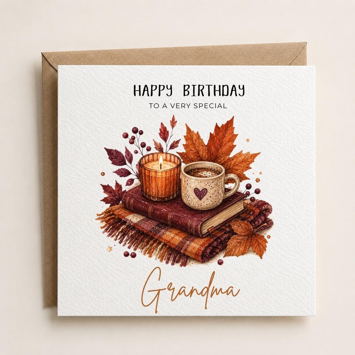 Personalised Autumn Theme Birthday Card for Son, Daughter, Brother, Sister etc