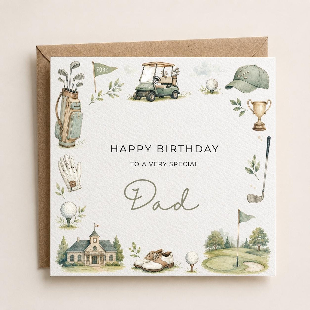 Personalised Golf Theme Birthday Card for Husband, Dad, Grandad, Son,  Uncle, Brother etc