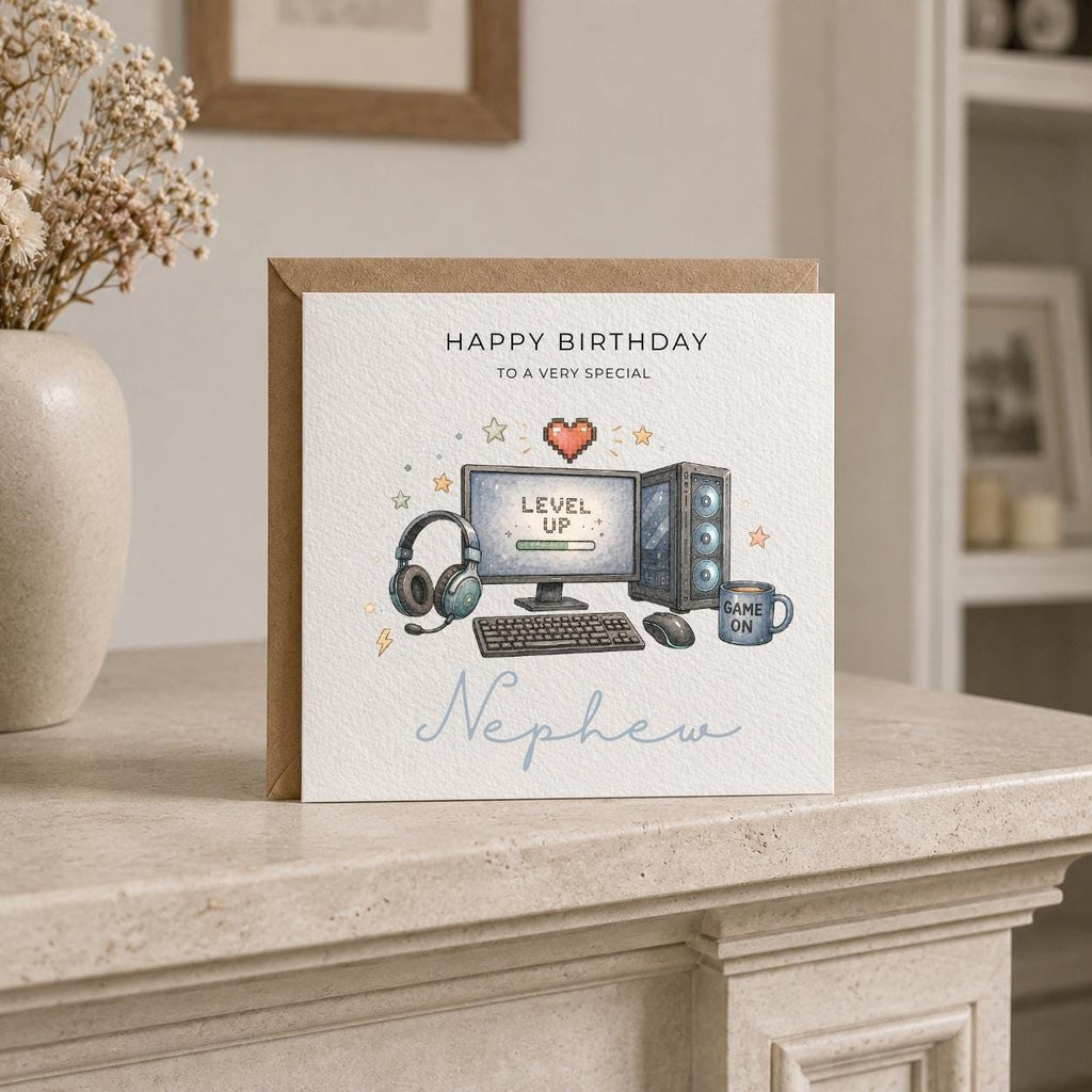 Personalised Gaming Theme Birthday Card for Husband, Dad, Grandad, Son,  Uncle, Brother etc