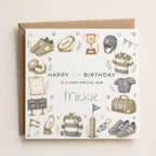 Personalised Rugby Theme Birthday Card for Son, Grandson, Brother etc
