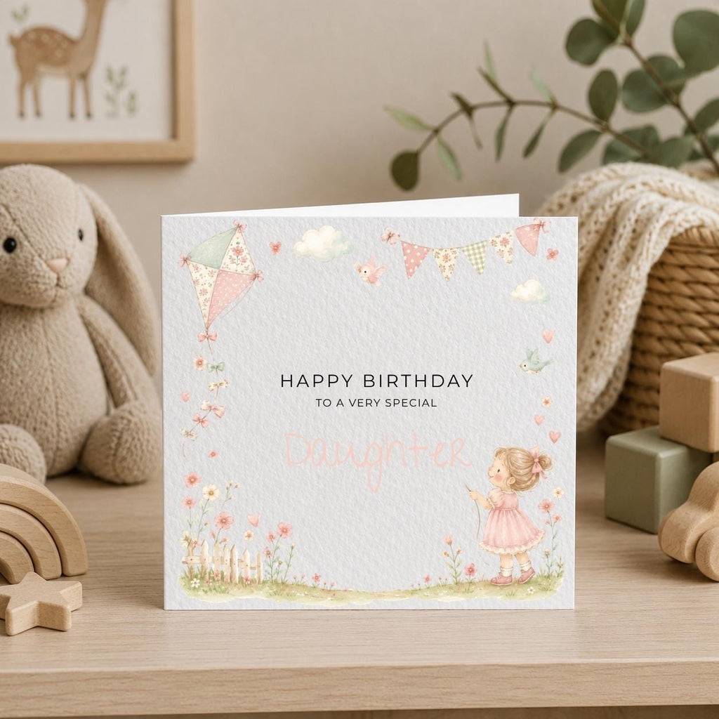 Personalised Kite Theme Birthday Card for Daughter, Granddaughter, Sister etc