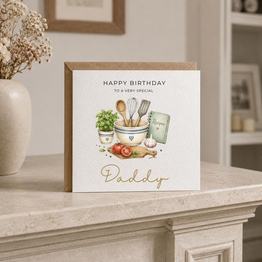 Personalised Chef / Cooking Theme Birthday Card for Husband, Dad, Grandad, Son,  Uncle, Brother etc