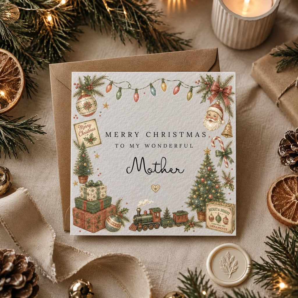 Personalised Christmas Card | Vintage Festive Greeting | Luxury Xmas Keepsake | Completely Customisable | Nostalgic Christmas