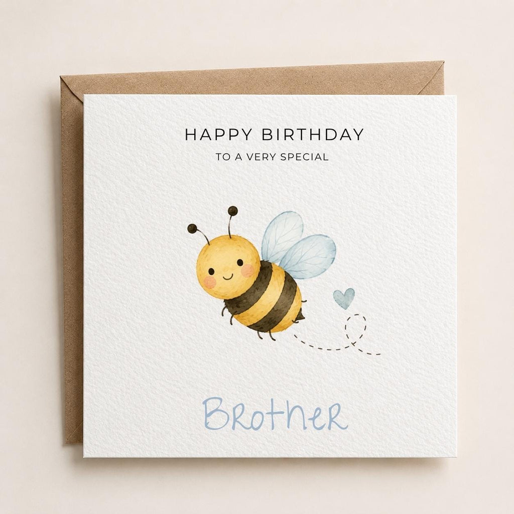 Personalised Bee Theme Birthday Card for Son, Grandson, Brother etc