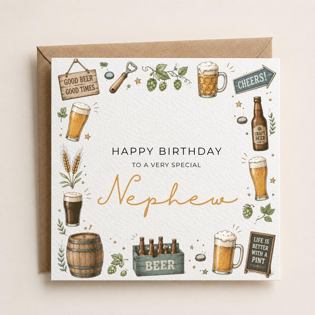 Personalised Beer Theme Birthday Card for Husband, Dad, Grandad, Son,  Uncle, Brother etc