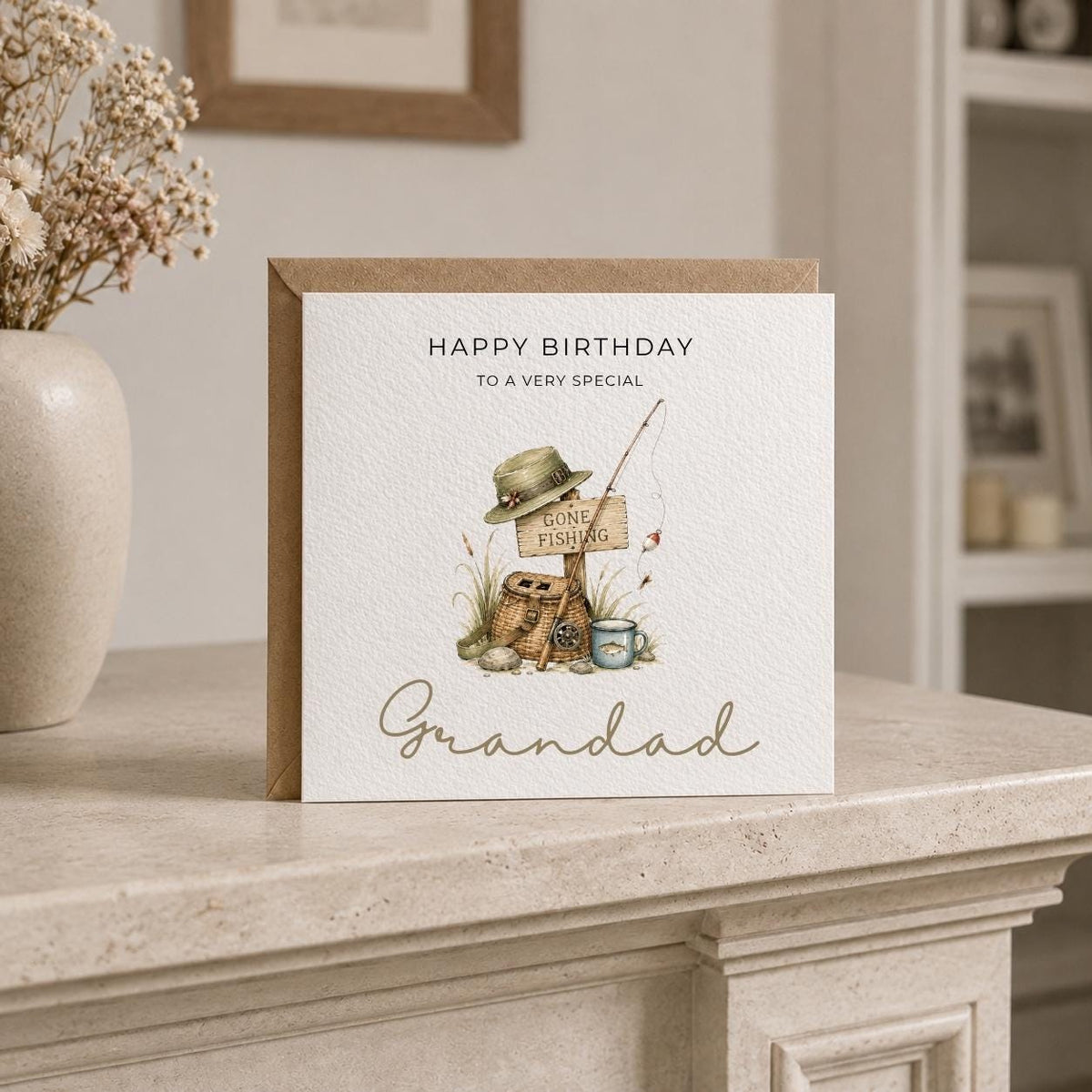 Personalised Fishing Theme Birthday Card for Husband, Dad, Grandad, Son,  Uncle, Brother etc
