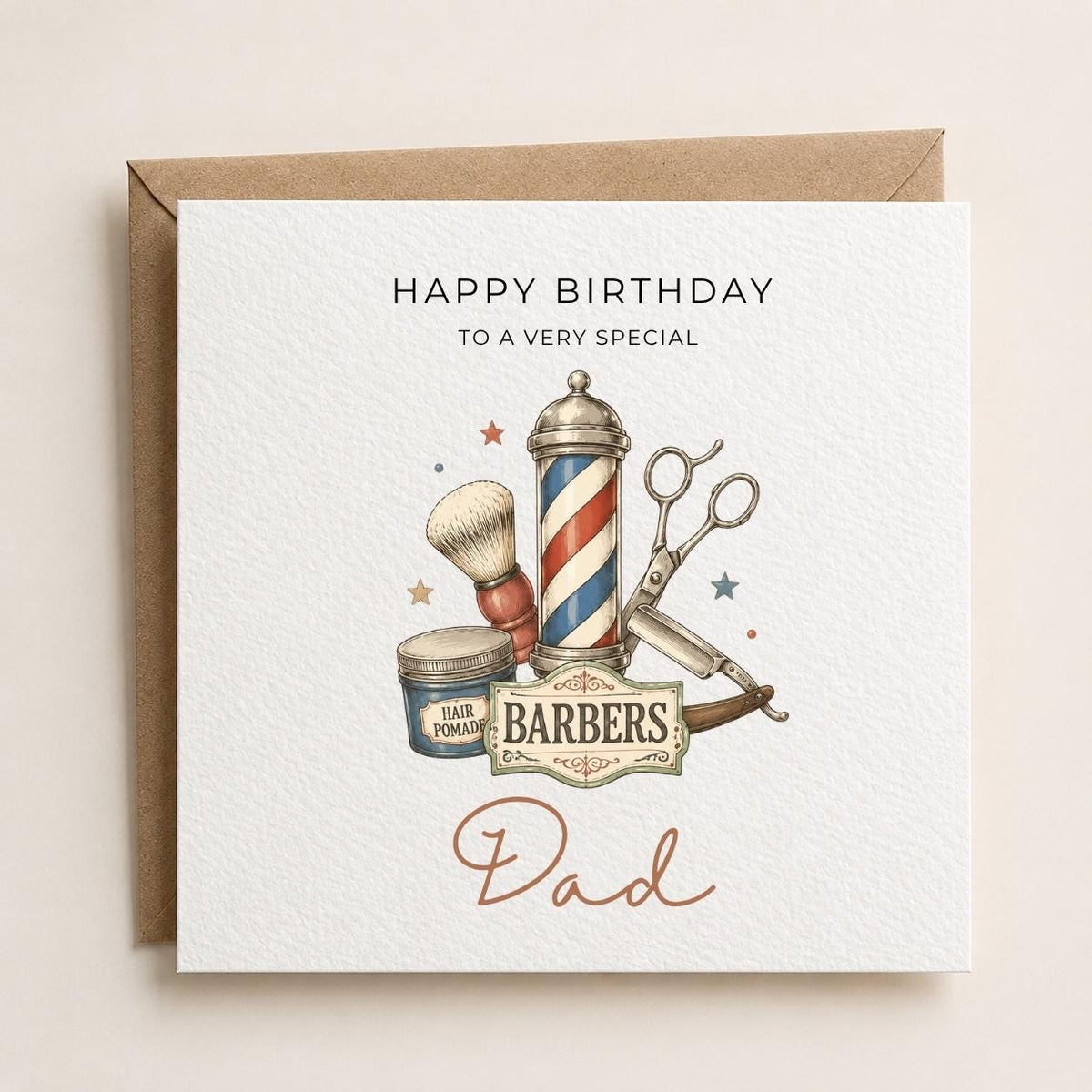 Personalised Barber Theme Birthday Card for Husband, Dad, Grandad, Son,  Uncle, Brother etc