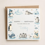 Personalised Artic Animals Theme Birthday Card for Son, Grandson, Brother etc