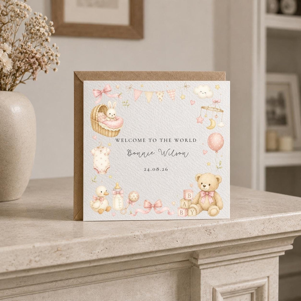 Personalised New Baby Girl Card