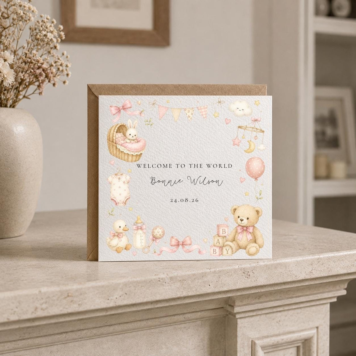 Personalised New Baby Girl Card