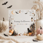 Personalised Halloween Couple Card, Spooky Birthday Greeting, Vintage Style Illustration