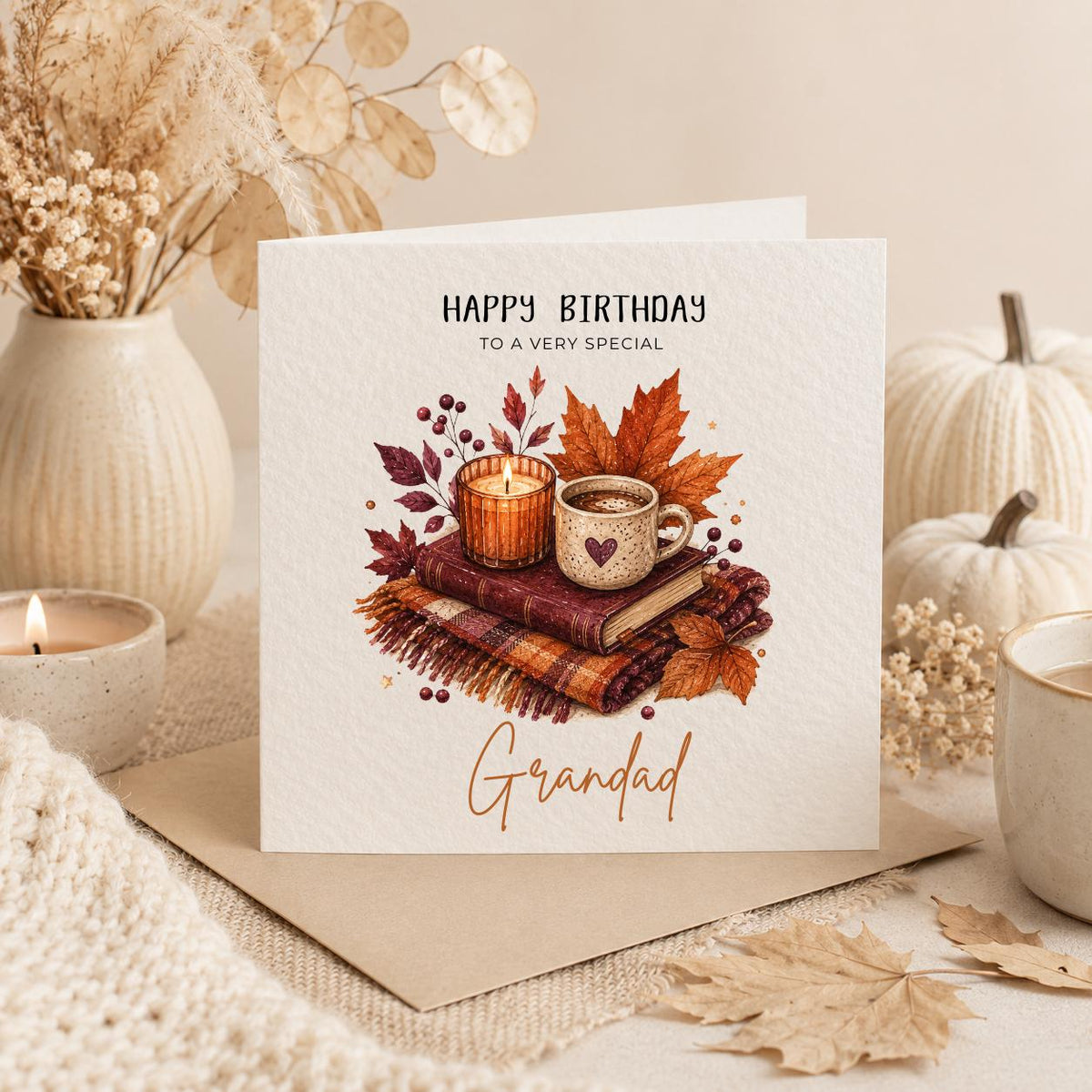 Personalised Autumn Theme Birthday Card for Son, Daughter, Brother, Sister etc