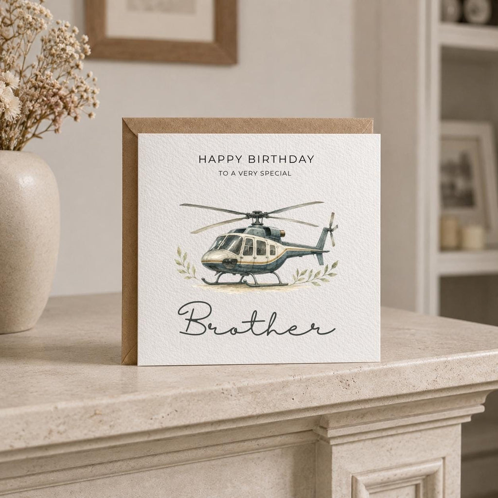 Personalised Helicopter Theme Birthday Card for Husband, Dad, Grandad, Son,  Uncle, Brother etc