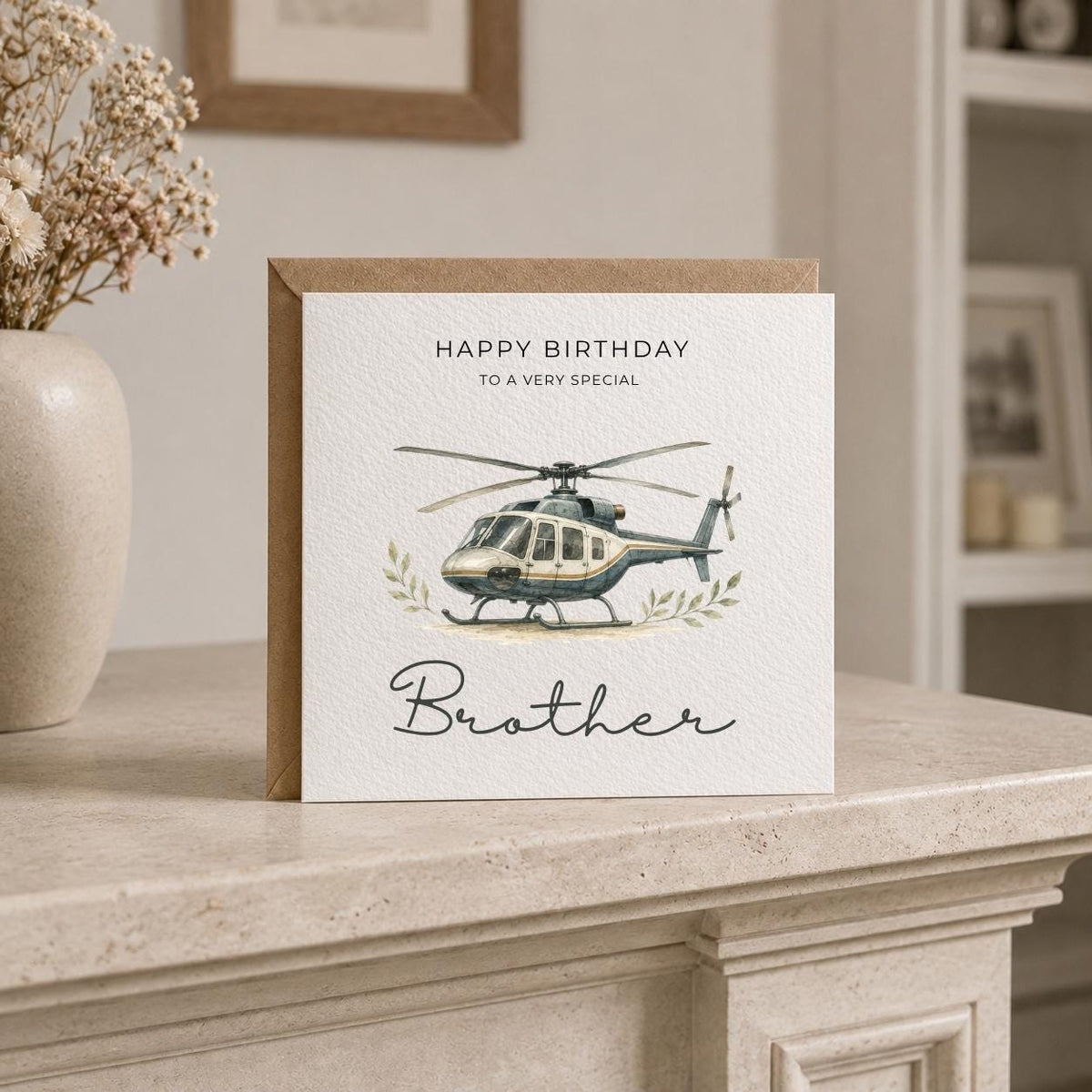Personalised Helicopter Theme Birthday Card for Husband, Dad, Grandad, Son,  Uncle, Brother etc