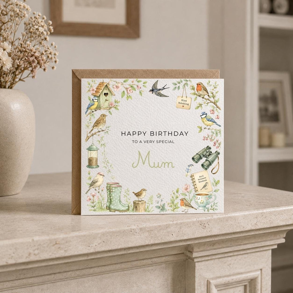 Personalised Birds Theme Birthday Card for Wife, Mum, Grandma, Daughter, Auntie, Sister etc