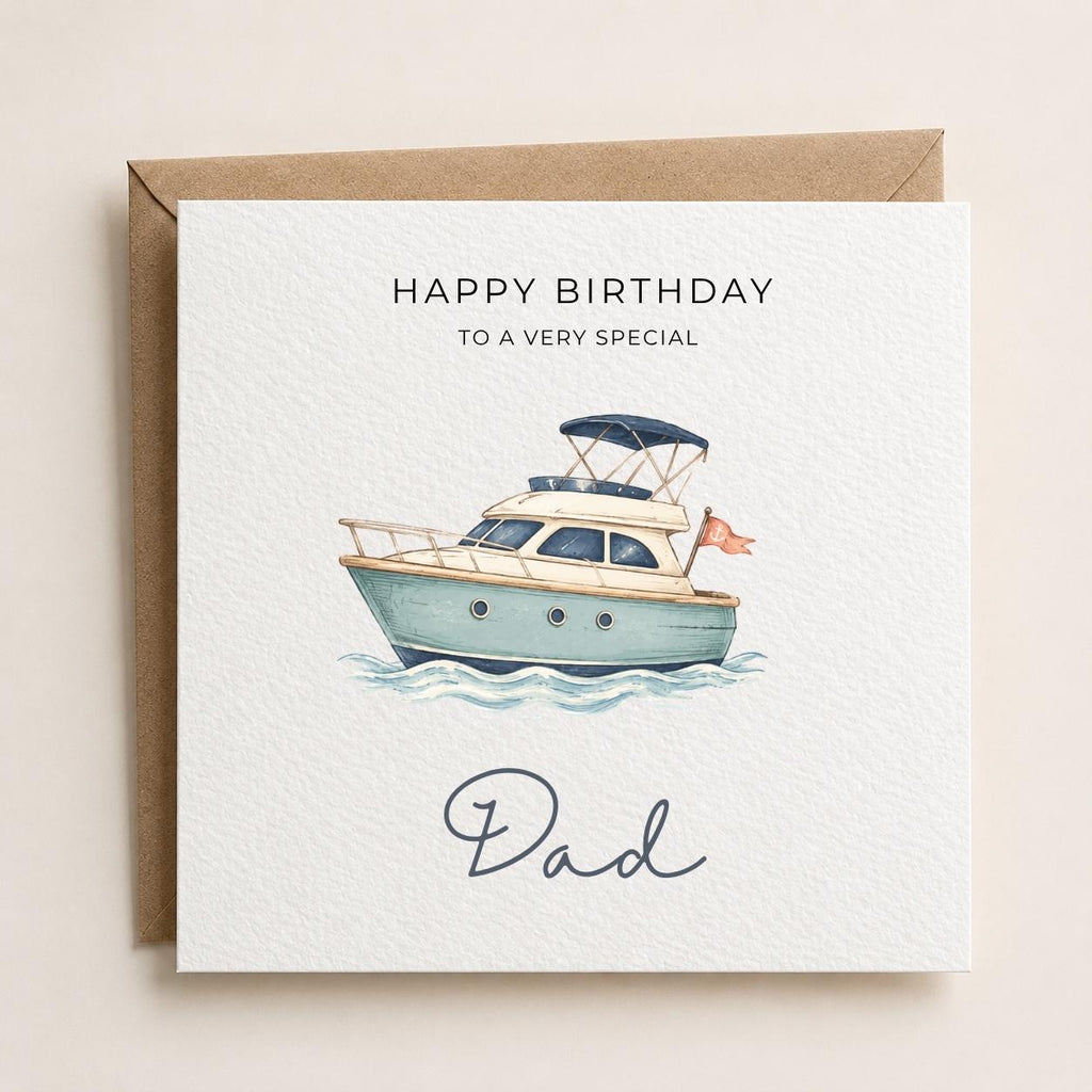 Personalised Boat Theme Birthday Card for Husband, Dad, Grandad, Son,  Uncle, Brother etc