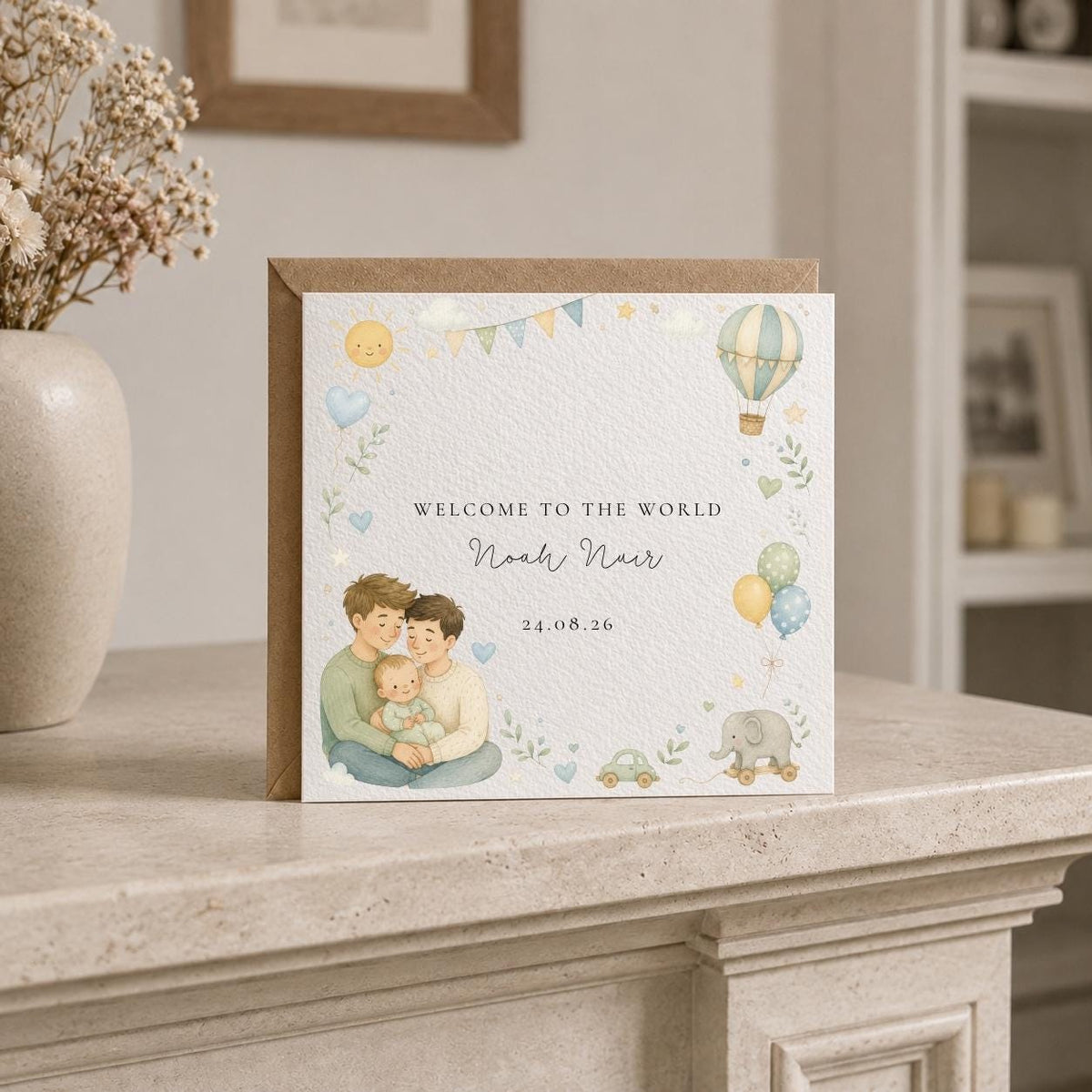 Personalised Dad & Dad New Baby Card