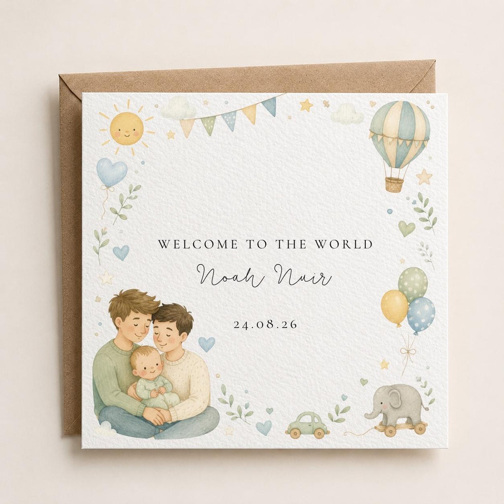 Personalised Dad & Dad New Baby Card